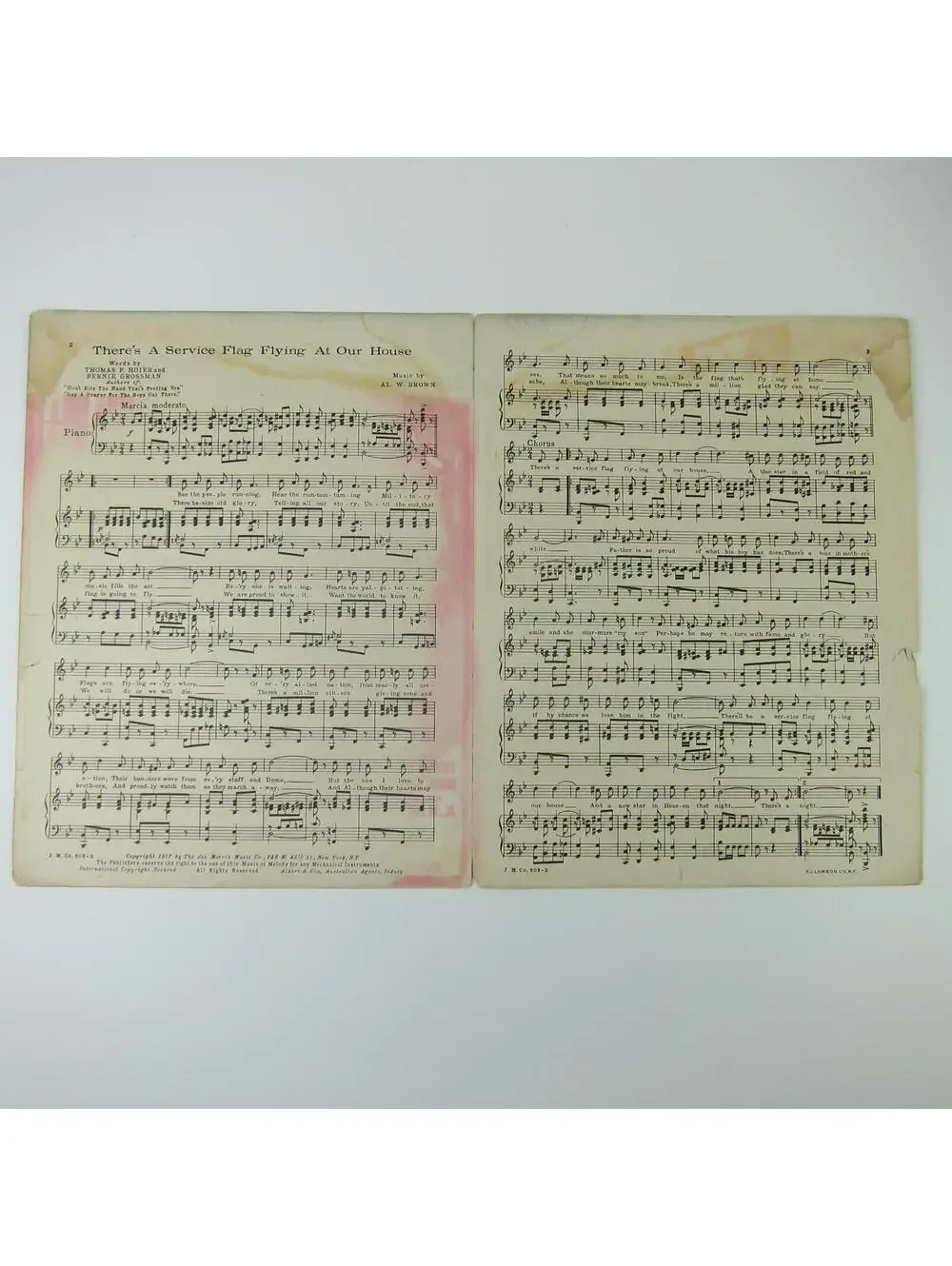 Sheet Music Theres A Service Flag Flying At Our House Patriotic WWI Antique 1917